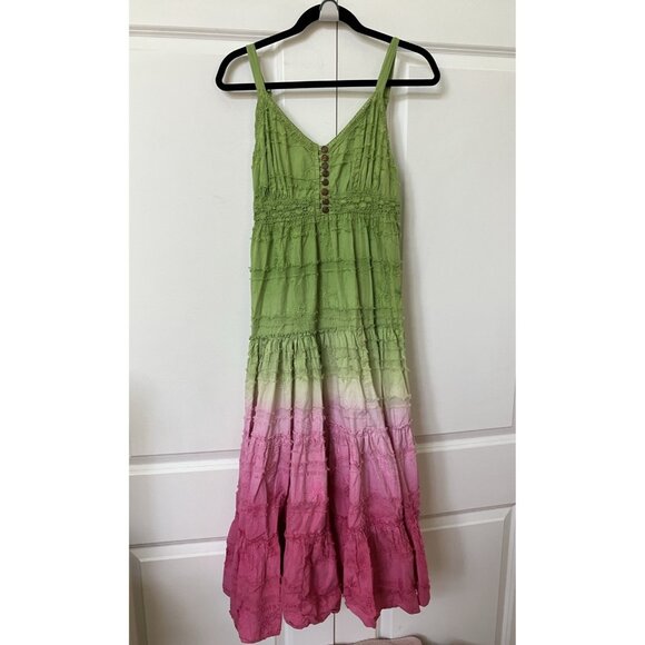 Vintage Nu-Look Maxi Dress Womens L Tiered Watermelon Y2K Ombre Fairy 2000s - Picture 1 of 9